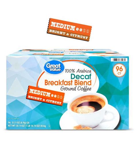 Great Value 100 Arabica Decaf Breakfast Blend Coffee Pods Medium