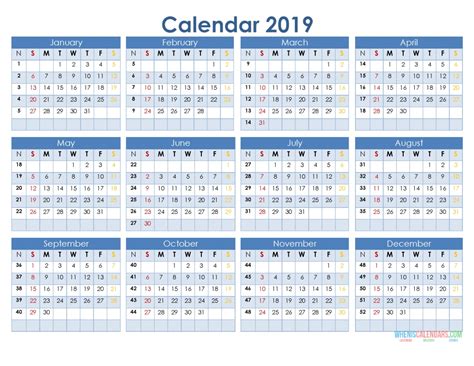 Print Year Calendar One Page Month Calendar Printable