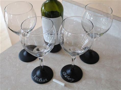 Diy Chalkboard Base Wine Glasses