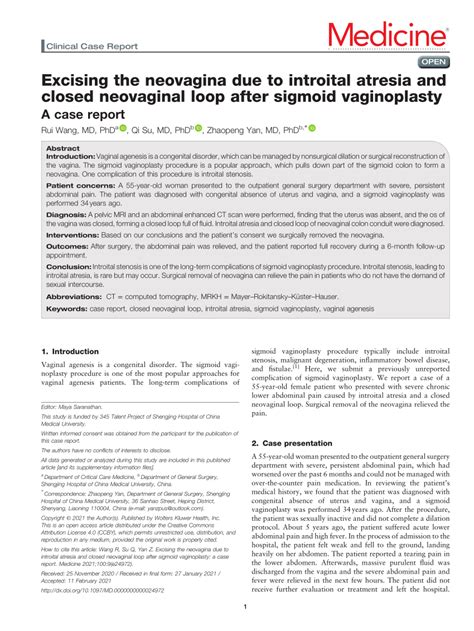 Pdf Excising The Neovagina Due To Introital Atresia And Closed My Xxx