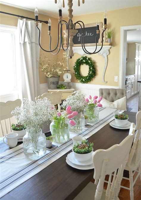 Decorate with these easy kitchen crafts for creative wall art, stools, signs & islands. Simple Farmhouse Spring Tablescape | Spring kitchen decor ...