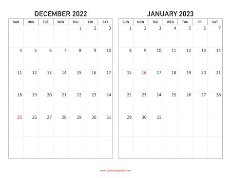 Blank Calendar December 2022 January 2024 2024 Calendar Printable