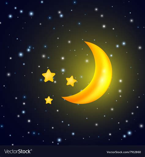 Moon And Stars Background With Evening Sky Vector Image