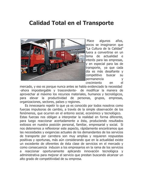 Calidad Total En El Transporte Pdf