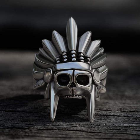 Tribal Chief Stainless Steel Skull Ring In 2020 Sterling Silver Skull