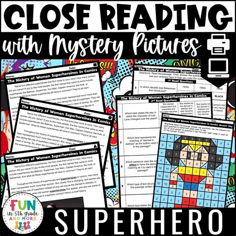 Reading Comprehension Passages With Mystery Pictures Superhero Themed