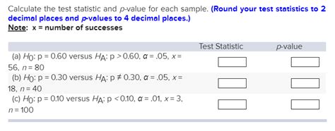 Check the box perform a hypothesis test. Solved: Calculate The Test Statistic And P-value For Each ...