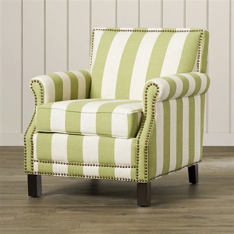 Beachcrest Home Indian Harbour Arm Chair In Green With White Stripe