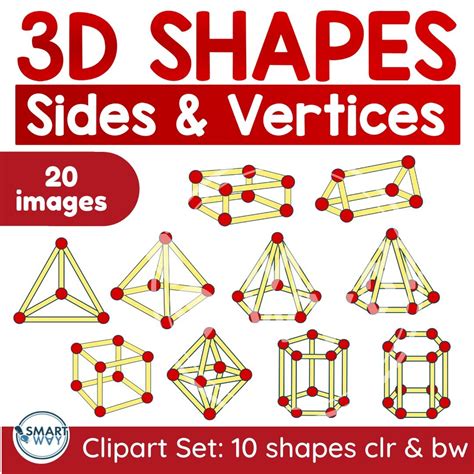 3d Shape Clipart Set Showing Sides And Vertices Excellent For Making