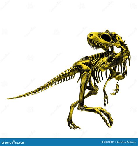 Skeleton Of Tyrannosaurus Rex Dinosaur Bones In Earth Fossil Vector