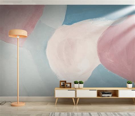 Scandinavian Wallpaper Abstract Colorful Oil Painting Peel And Etsy