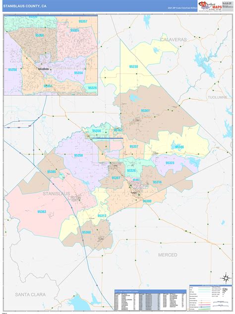 Stanislaus County Ca Wall Map Color Cast Style By Marketmaps Mapsales