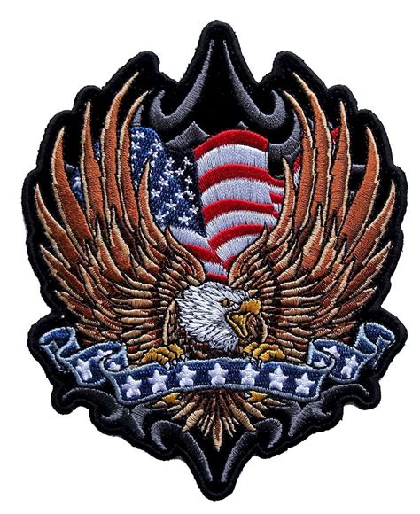 american flag eagle patriotic embroidered biker patch quality biker patches