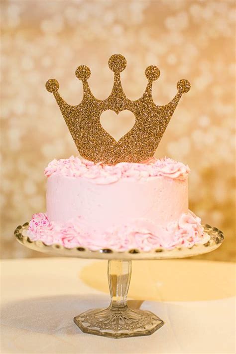 Cake Topper Princess Crown For Birthday Gold Glitter Girls Birthday
