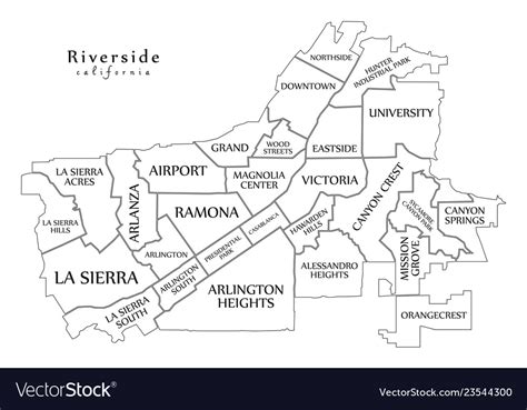 Modern City Map Riverside California Royalty Free Vector