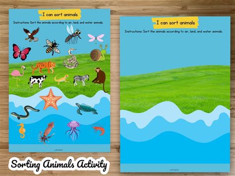 Advanced Land Air Water Animals Sorting Activity Busy Book Printable