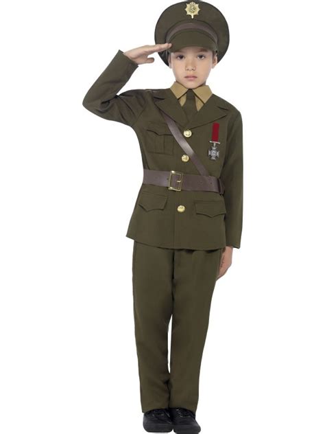 Army Officer Costume Kids Boys Ceremonial Soldier Army Officer Ww2
