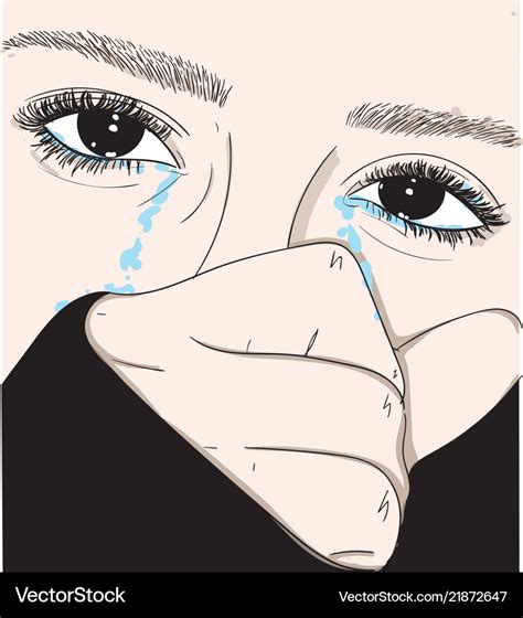 Girl Crying Sadly In Love Royalty Free Vector Image