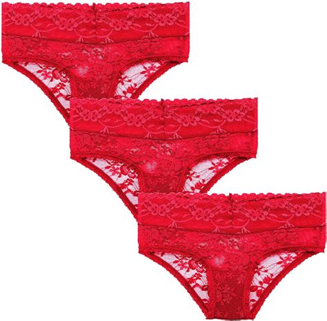 First Ring 3pcs Seamless Red Lace Women Briefs Panties Sexy Underwear Uk Clothing