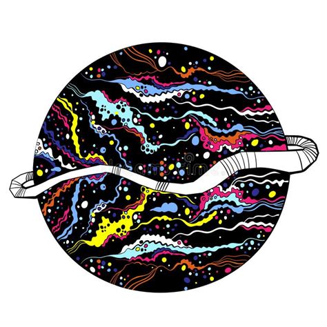 Planet Saturn In Style Of Trippy Art Vibrant Planet Of Solar System