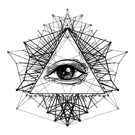 Blackwork Tattoo Flash Eye Of Providence Masonic Symbol All Seeing