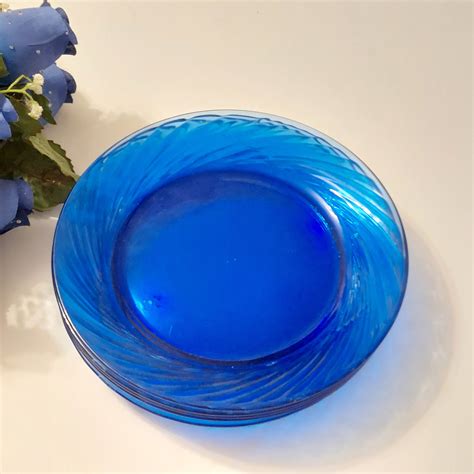 Blue Glass Plates Pyrex Festiva Coblat Blue 7 5 Inch Salad Side Plates Set Of 5 Corelle