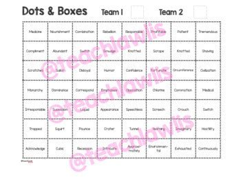 Dots And Boxes Sight Word Game By Teachlawlis Tpt