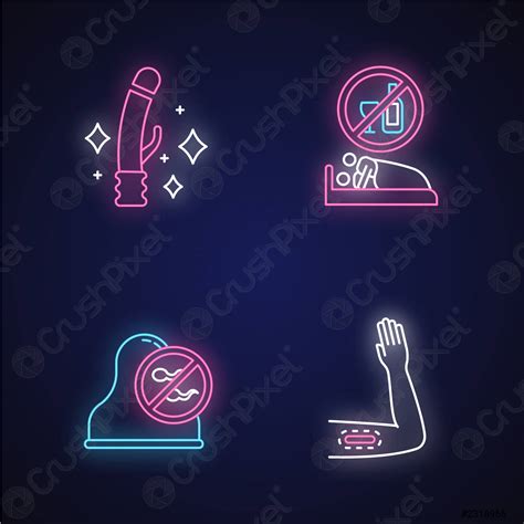 Safe Sex Neon Light Icons Set Clean Sex Toys Sober Stock Vector 2316965 Crushpixel