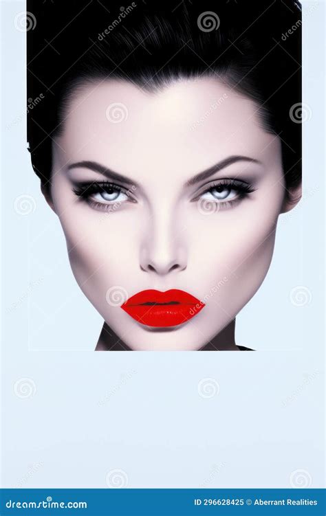 A Woman With Red Lips And Blue Eyes Stock Illustration Illustration