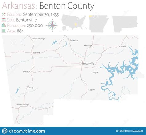 Map Of Benton County In Arkansas Stock Vector Illustration Of State