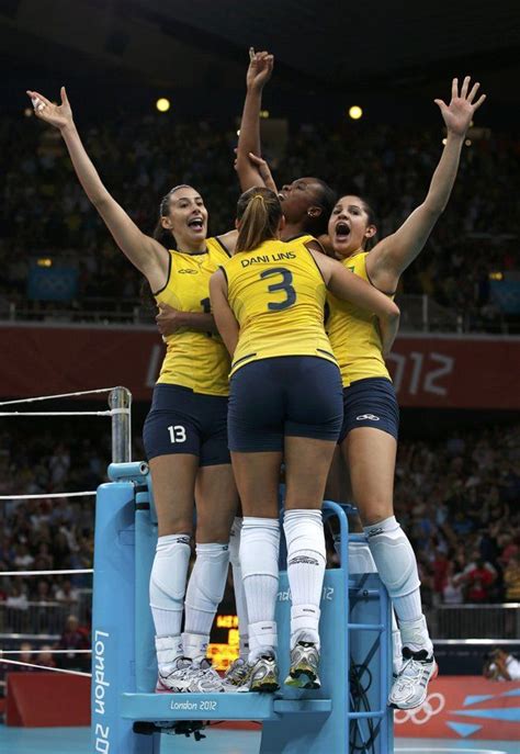Brazilian Womens Volleyball Team Take Gold Women Volleyball Female