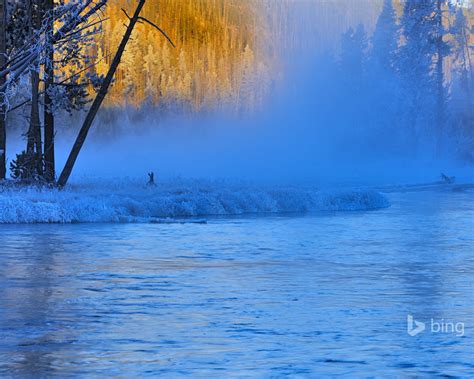 Winter Flowing River 2015 Bing Theme Wallpaper Preview