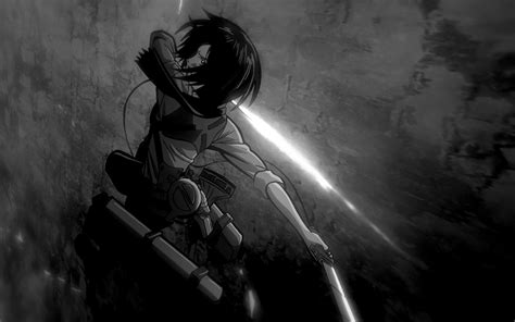 Anime Attack On Titan Mikasa Ackerman Attack On Titan Shingeki No Kyojin Black And White Wallpap