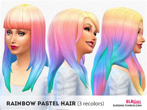 The Sims Resource Elr Sims Rainbow Pastel Hair 3 Non Default