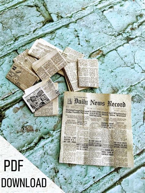 Dollhouse Miniature Newspaper Pdf Printable Template 5 Pages Etsy