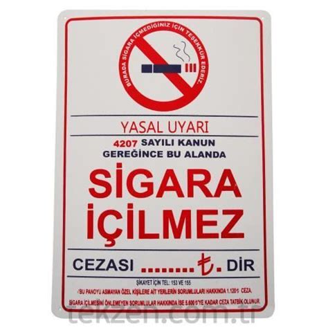 Kapalı alanlarda sigara içmekten 188 tl, uyarı yazısı asmama cezasından ise 1.833 tl olarak belirlenmiştir. Uyarı Levhası Yul 236 Sigara İçilmez 12x12 cm | Tekzen