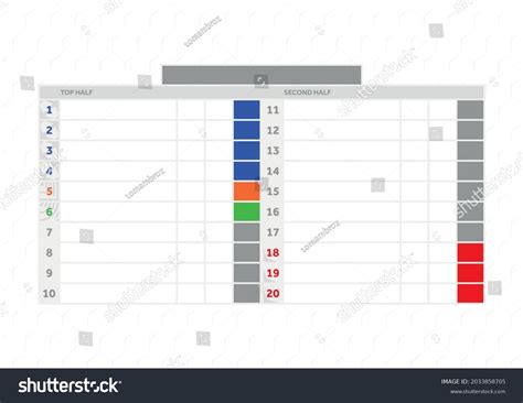 Vector Blank Soccer League Table Twenty Stock Vector Royalty Free