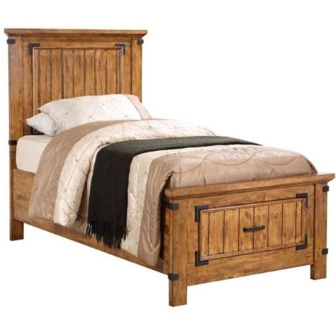 Twin Bed Panel Bed Rustic Honey