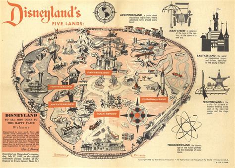 Five Lands Dreamland Amusement Park Map Classic Vintage Retro Kraft