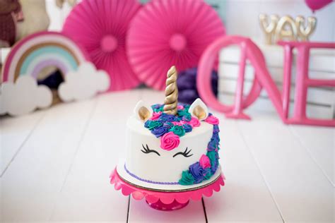 Unicorn Themed Cake Smash Photo Session Lauren Cherie Photography