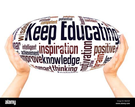 Keep Educating Word Cloud Hand Sphere Concept On White Background Stock