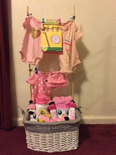 I figure they already have a good lot of the stuff you need for babies from the first here is a terrific idea for a gift. Baby clothesline laundry basket I made. | Baby shower ...