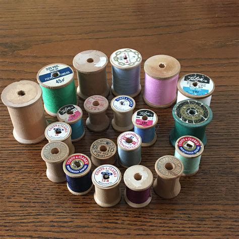 Wood Thread Spools Lot Of 20 With And Without Thread Sewing Etsy