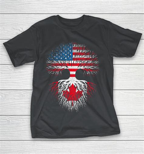 Canadian Roots American Grown Canada Flag Shirts Woopytee