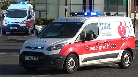 Nhs Blood And Organ Transport Vans Responding Urgently With Bullhorn