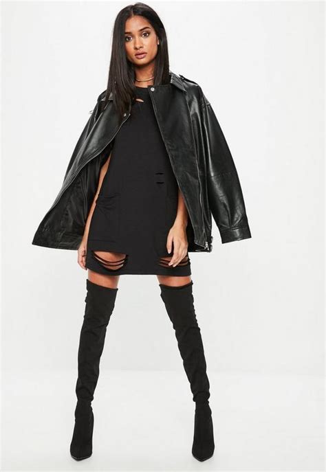 Petite Black Ripped Dress Missguided