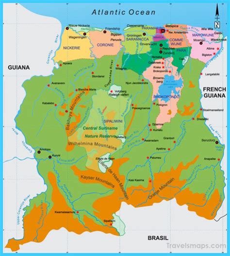 Awesome Map Of Suriname South America Travel South America Map Suriname