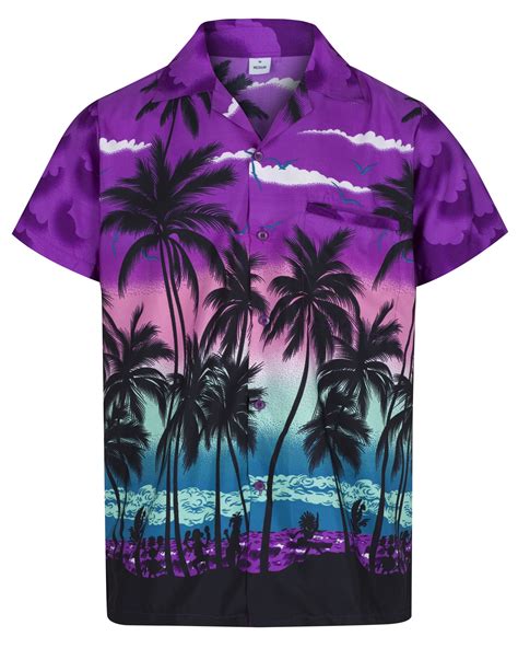 Mens Hawaiian Shirt Stag Palm Tree Aloha Holiday Beach Summer Fancy