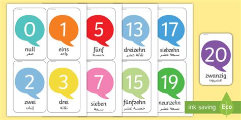 Free Deutsch Arabische Zahlen 0 20 Wort Und Bildkarten