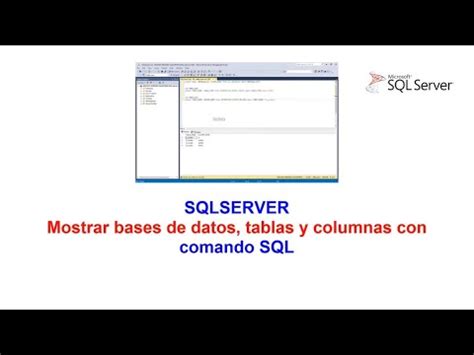Mostrar Bases Tablas Y Columnas En SQLSERVER YouTube